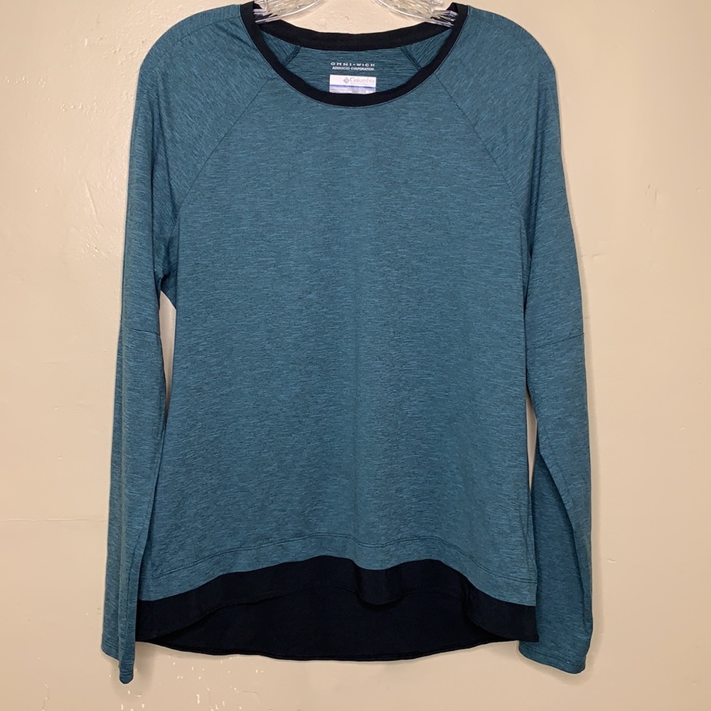 COLUMBIA Top Teal Omni-wick Advanced Evaporation Scoop Neck Soft Long Sleeve Md